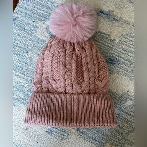 Pink Beanie Hat with Fur Interior